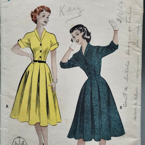 Butterick 1950's Junior Size 15 Flared Skirt Trim Bodice Sewing Pattern 6462 - Picture 2 of 4
